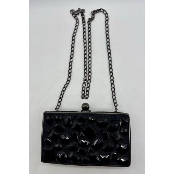 Nine West Black‎ Hardshell Clutch Cocktail Party Formal Small 7”Long x 4” High - Picture 1 of 8